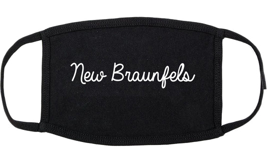 New Braunfels Texas TX Script Cotton Face Mask Black