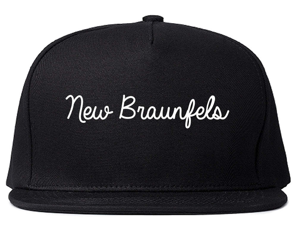 New Braunfels Texas TX Script Mens Snapback Hat Black