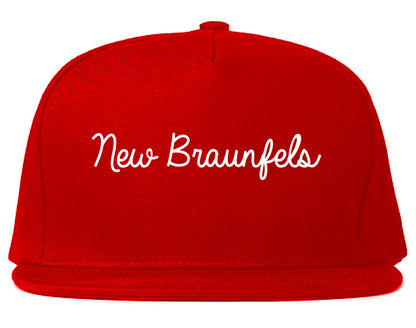 New Braunfels Texas TX Script Mens Snapback Hat Red