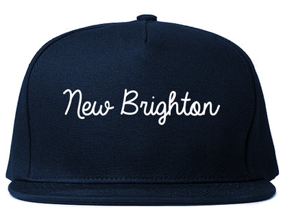 New Brighton Minnesota MN Script Mens Snapback Hat Navy Blue