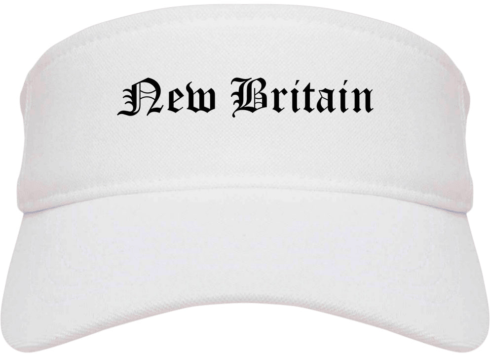 New Britain Connecticut CT Old English Mens Visor Cap Hat White