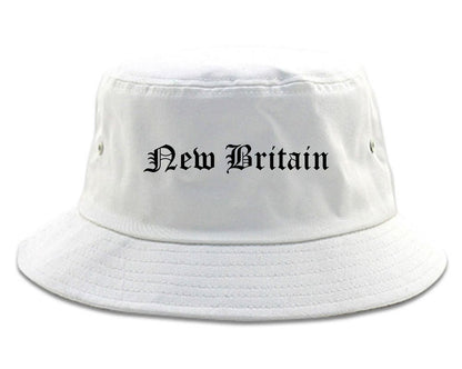 New Britain Connecticut CT Old English Mens Bucket Hat White