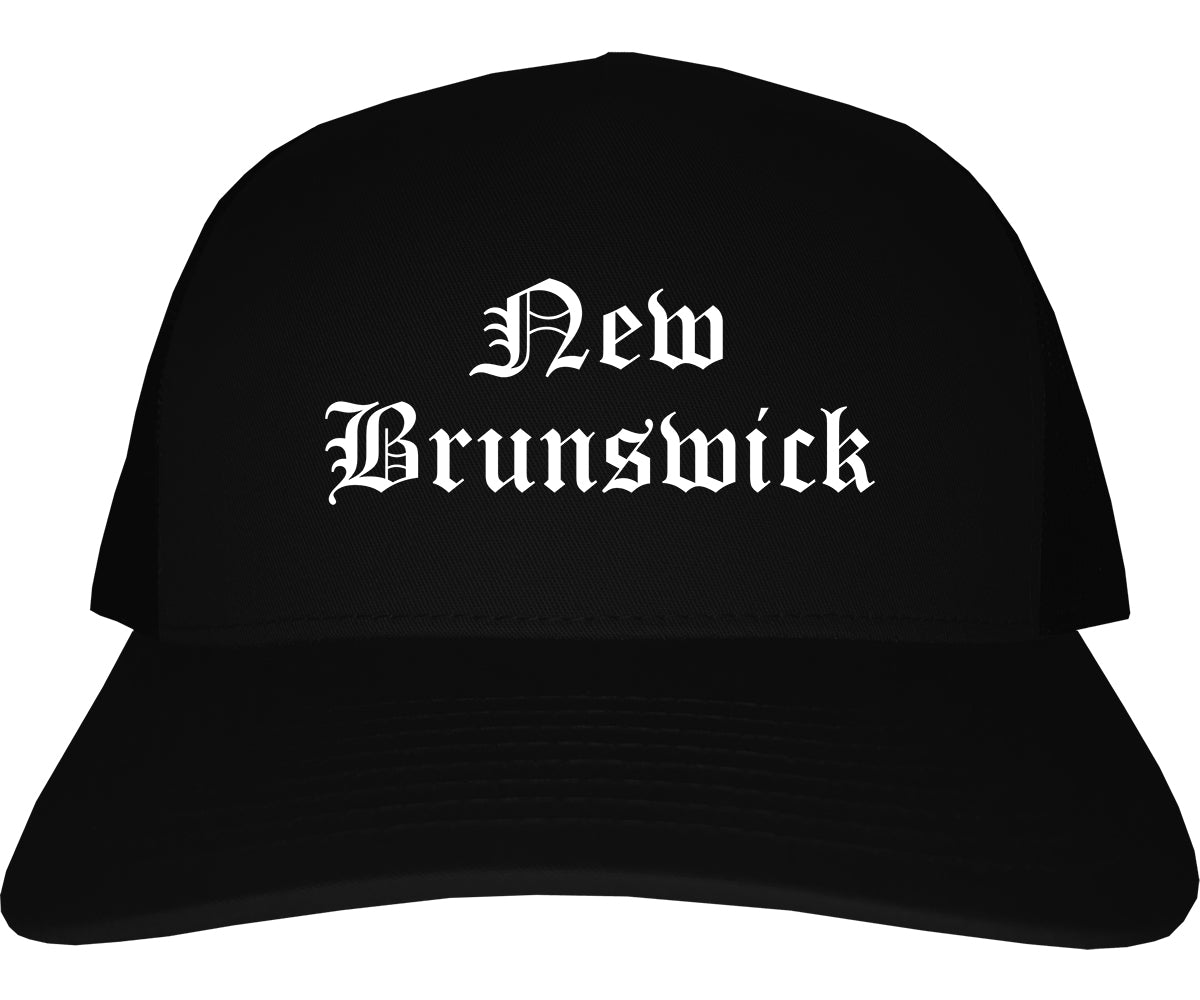 New Brunswick New Jersey NJ Old English Mens Trucker Hat Cap Black