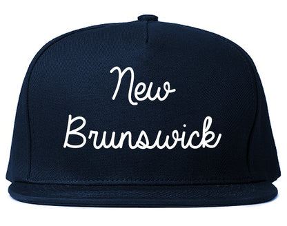 New Brunswick New Jersey NJ Script Mens Snapback Hat Navy Blue