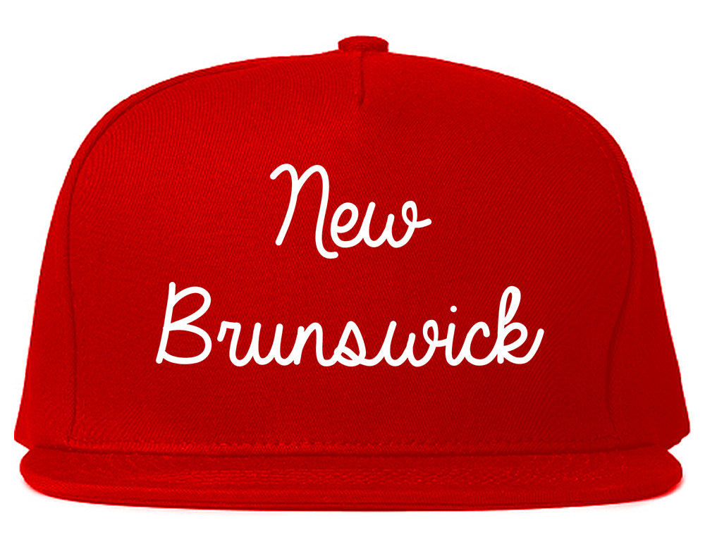 New Brunswick New Jersey NJ Script Mens Snapback Hat Red