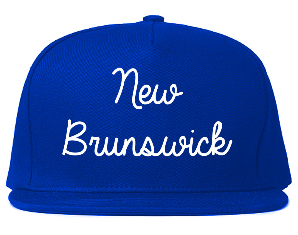 New Brunswick New Jersey NJ Script Mens Snapback Hat Royal Blue
