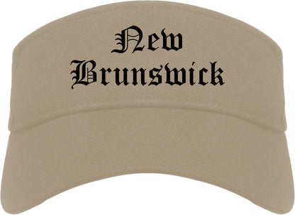 New Brunswick New Jersey NJ Old English Mens Visor Cap Hat Khaki