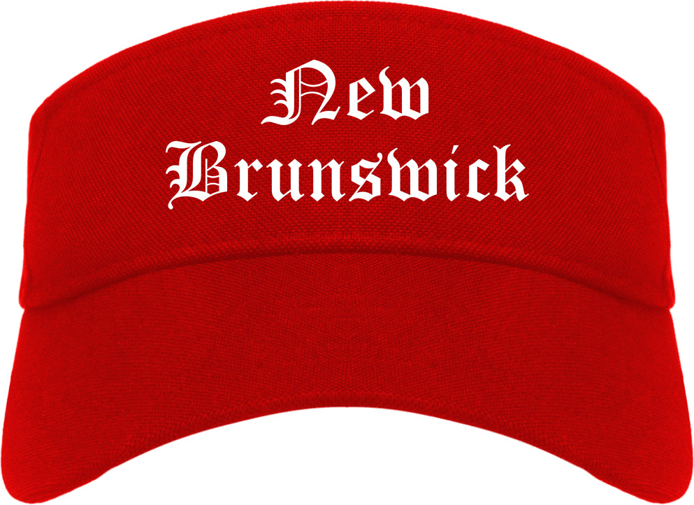New Brunswick New Jersey NJ Old English Mens Visor Cap Hat Red
