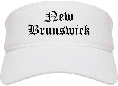 New Brunswick New Jersey NJ Old English Mens Visor Cap Hat White