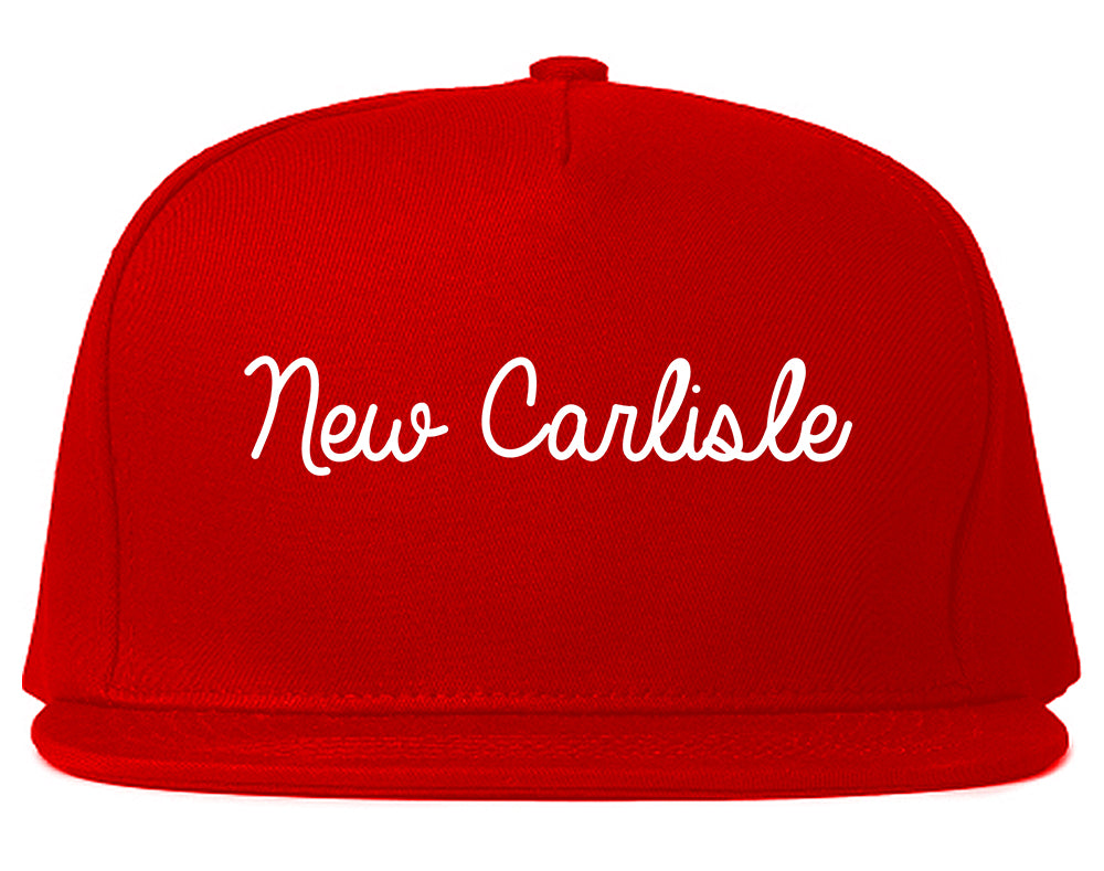 New Carlisle Ohio OH Script Mens Snapback Hat Red