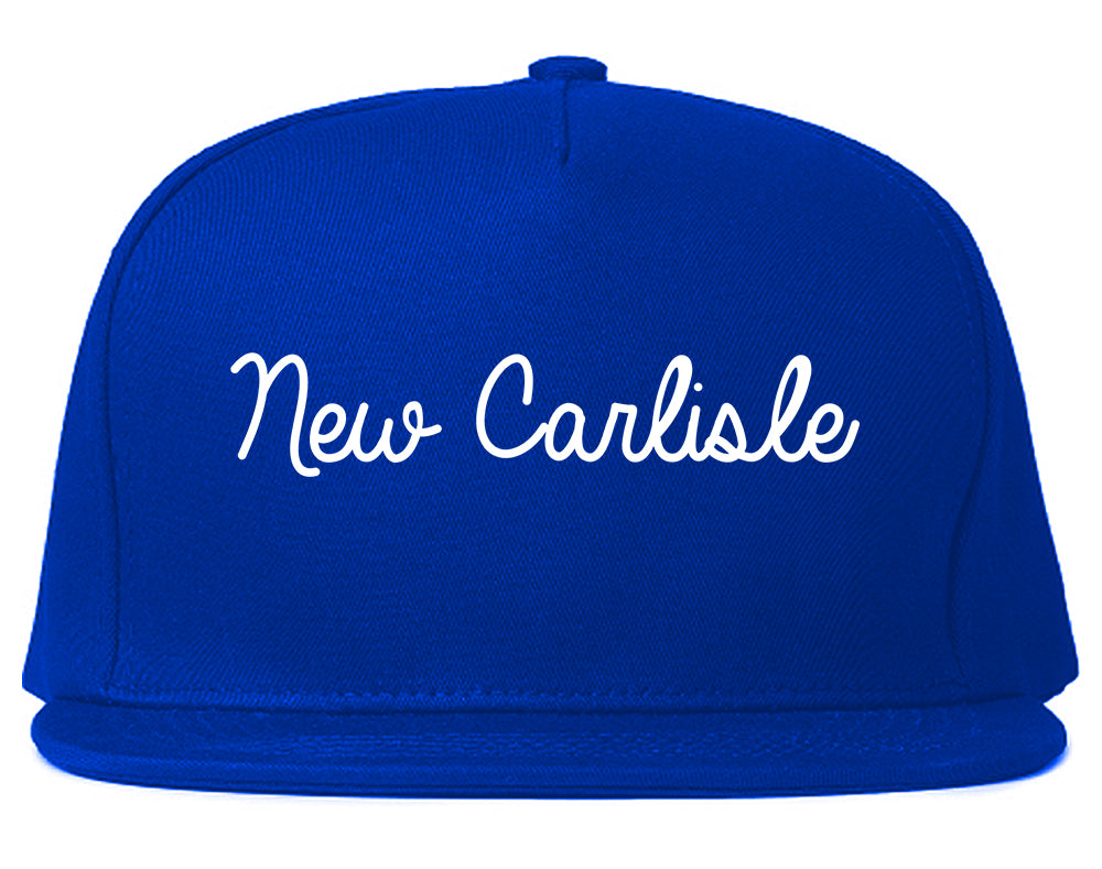 New Carlisle Ohio OH Script Mens Snapback Hat Royal Blue