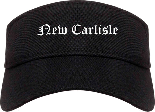 New Carlisle Ohio OH Old English Mens Visor Cap Hat Black