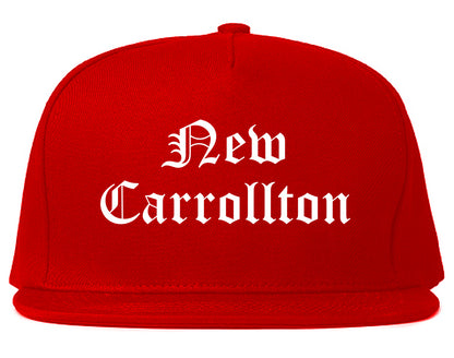 New Carrollton Maryland MD Old English Mens Snapback Hat Red