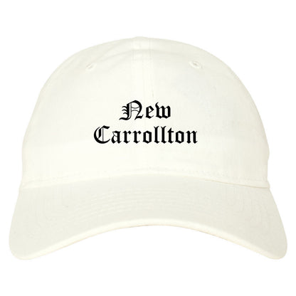 New Carrollton Maryland MD Old English Mens Dad Hat Baseball Cap White