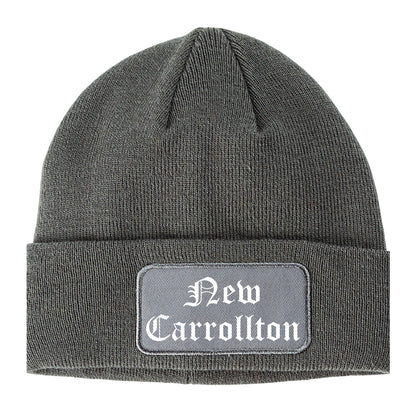 New Carrollton Maryland MD Old English Mens Knit Beanie Hat Cap Grey