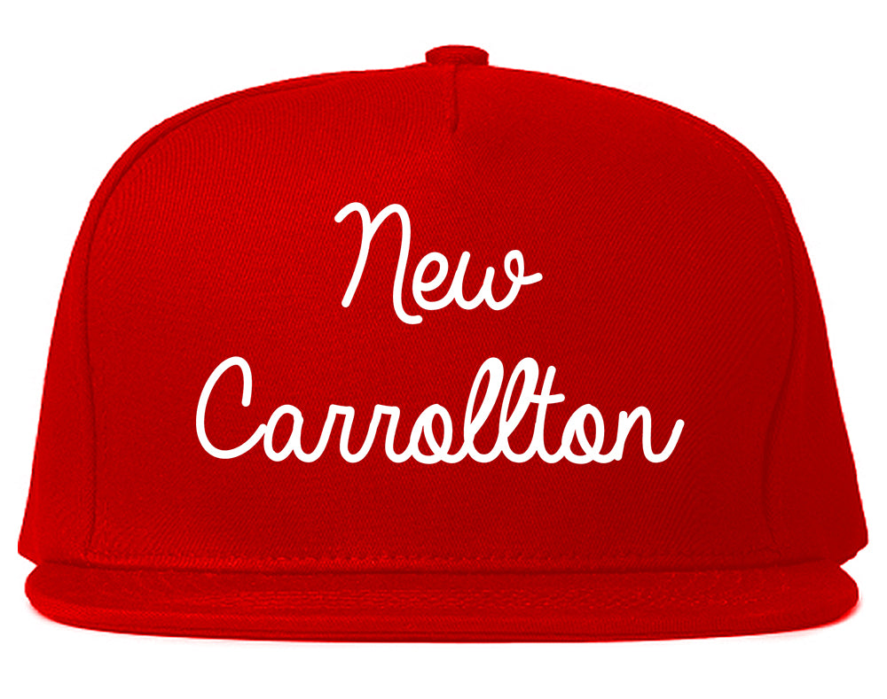 New Carrollton Maryland MD Script Mens Snapback Hat Red