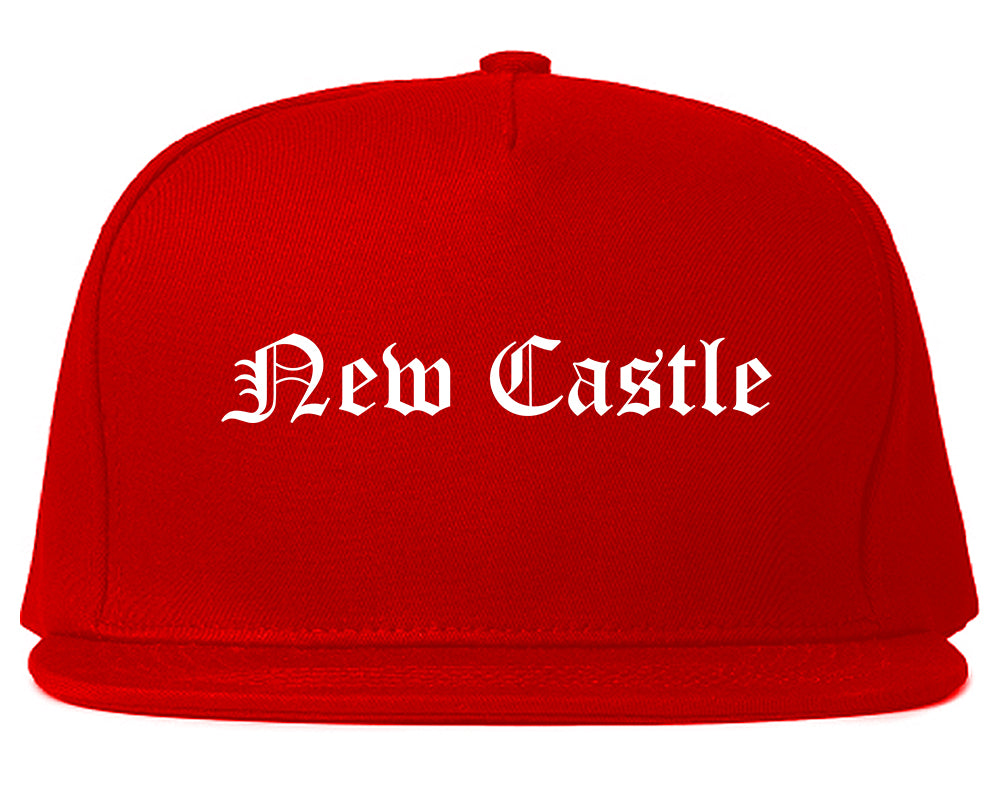 New Castle Delaware DE Old English Mens Snapback Hat Red