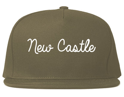 New Castle Delaware DE Script Mens Snapback Hat Grey
