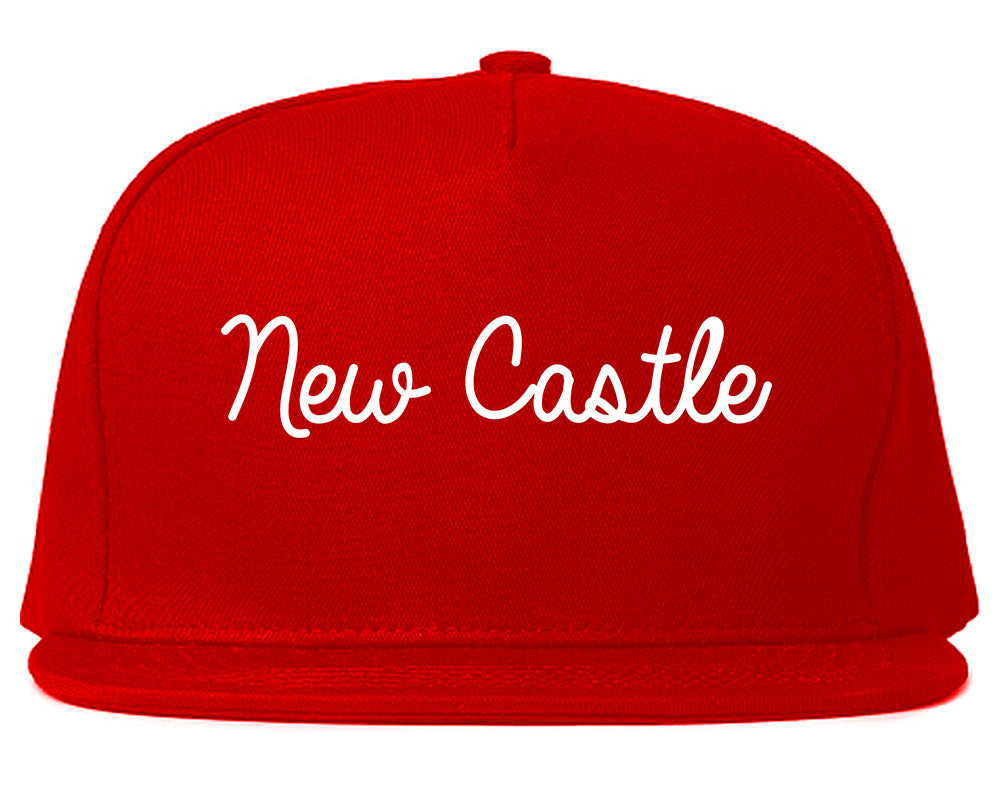 New Castle Delaware DE Script Mens Snapback Hat Red