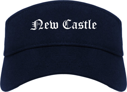 New Castle Delaware DE Old English Mens Visor Cap Hat Navy Blue