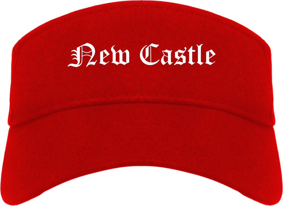 New Castle Delaware DE Old English Mens Visor Cap Hat Red