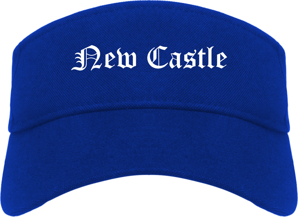 New Castle Delaware DE Old English Mens Visor Cap Hat Royal Blue
