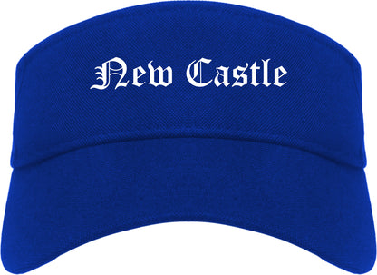 New Castle Delaware DE Old English Mens Visor Cap Hat Royal Blue