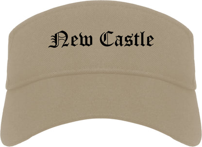 New Castle Indiana IN Old English Mens Visor Cap Hat Khaki