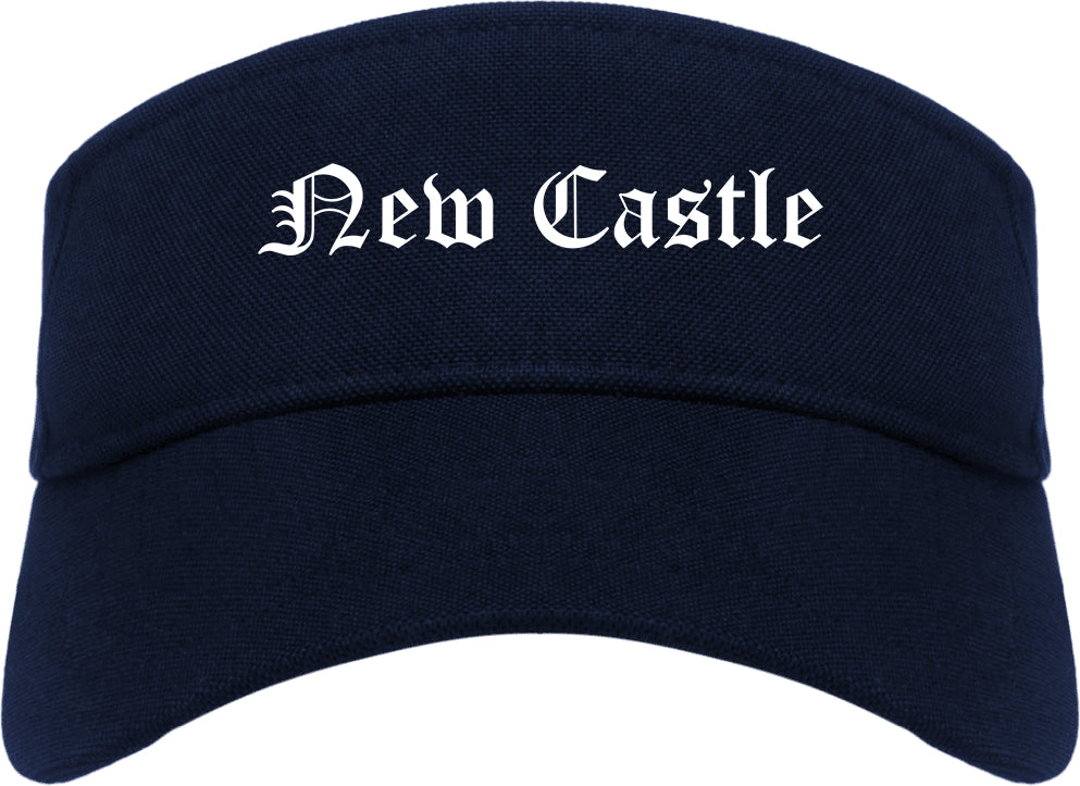 New Castle Indiana IN Old English Mens Visor Cap Hat Navy Blue