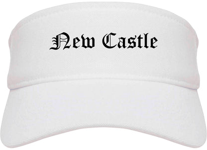 New Castle Indiana IN Old English Mens Visor Cap Hat White