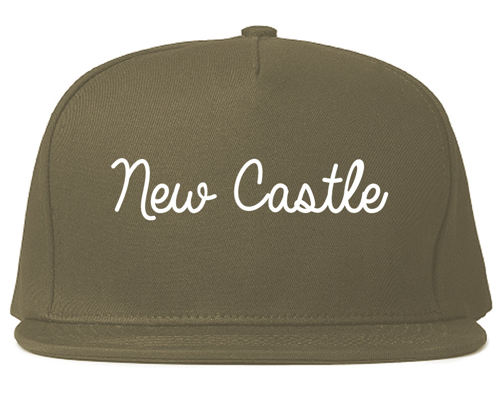 New Castle Pennsylvania PA Script Mens Snapback Hat Grey