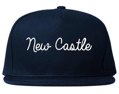 New Castle Pennsylvania PA Script Mens Snapback Hat Navy Blue