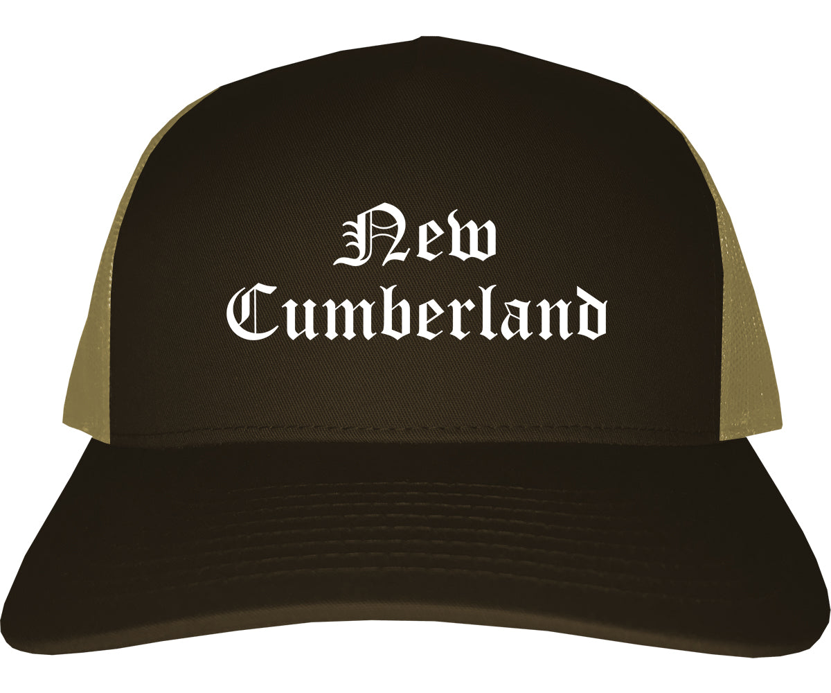 New Cumberland Pennsylvania PA Old English Mens Trucker Hat Cap Brown