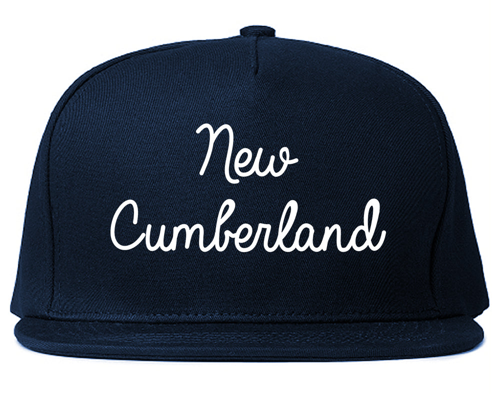 New Cumberland Pennsylvania PA Script Mens Snapback Hat Navy Blue