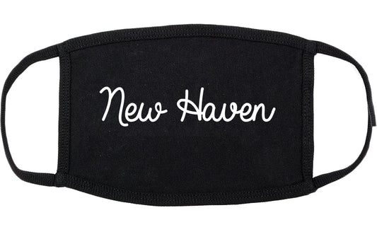 New Haven Indiana IN Script Cotton Face Mask Black