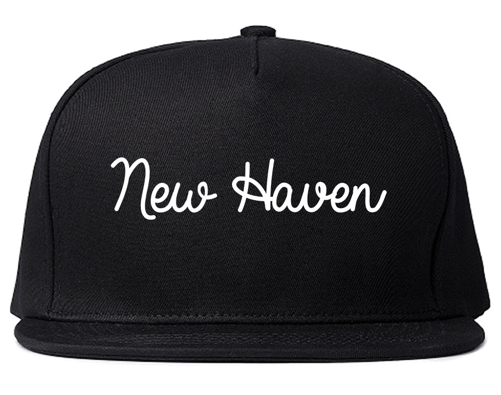 New Haven Indiana IN Script Mens Snapback Hat Black