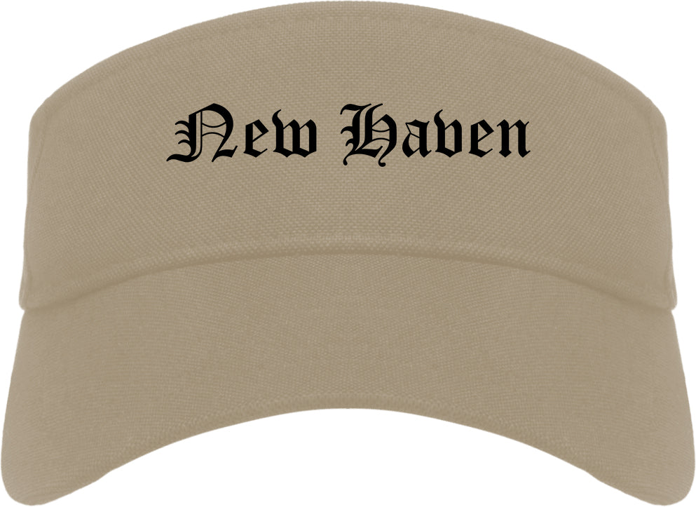 New Haven Michigan MI Old English Mens Visor Cap Hat Khaki