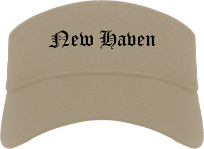 New Haven Michigan MI Old English Mens Visor Cap Hat Khaki