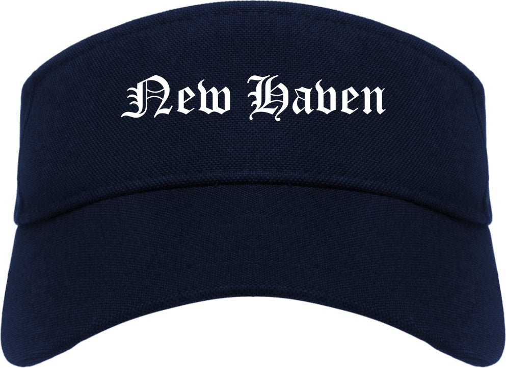 New Haven Michigan MI Old English Mens Visor Cap Hat Navy Blue