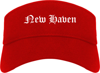 New Haven Michigan MI Old English Mens Visor Cap Hat Red