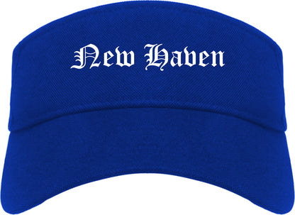 New Haven Michigan MI Old English Mens Visor Cap Hat Royal Blue