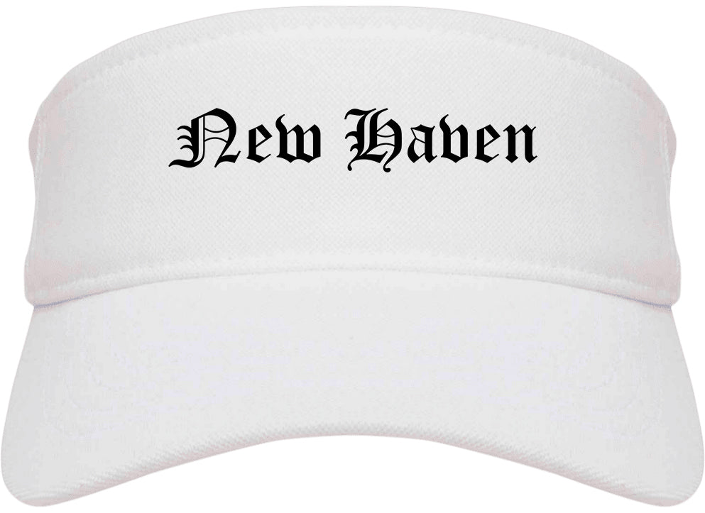 New Haven Michigan MI Old English Mens Visor Cap Hat White