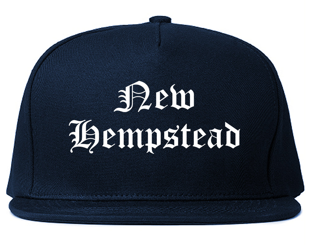 New Hempstead New York NY Old English Mens Snapback Hat Navy Blue