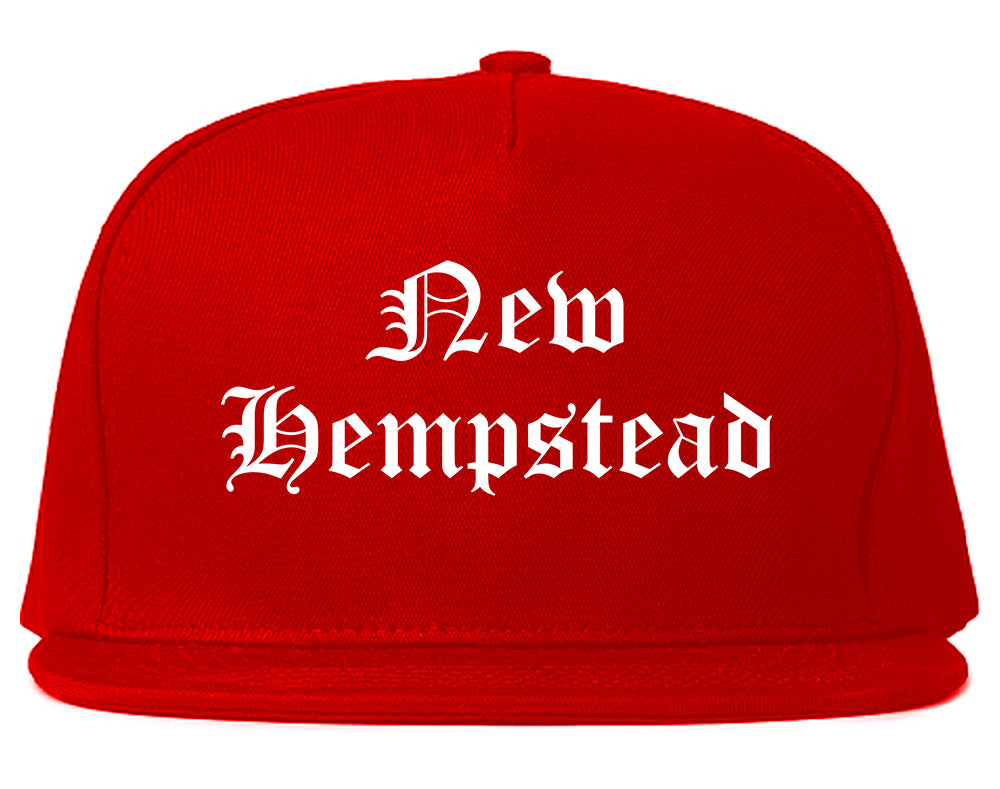 New Hempstead New York NY Old English Mens Snapback Hat Red