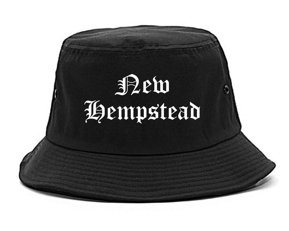 New Hempstead New York NY Old English Mens Bucket Hat Black