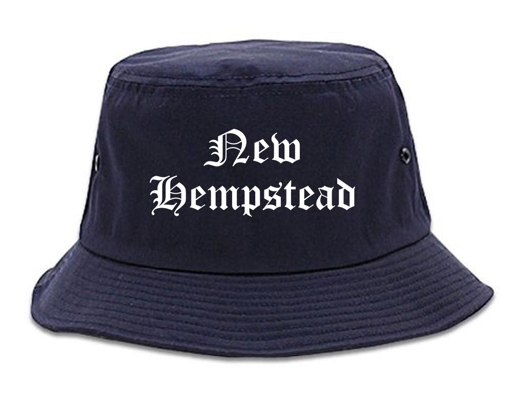 New Hempstead New York NY Old English Mens Bucket Hat Navy Blue