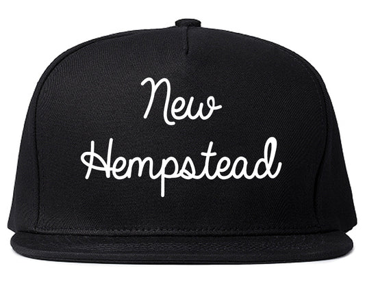New Hempstead New York NY Script Mens Snapback Hat Black