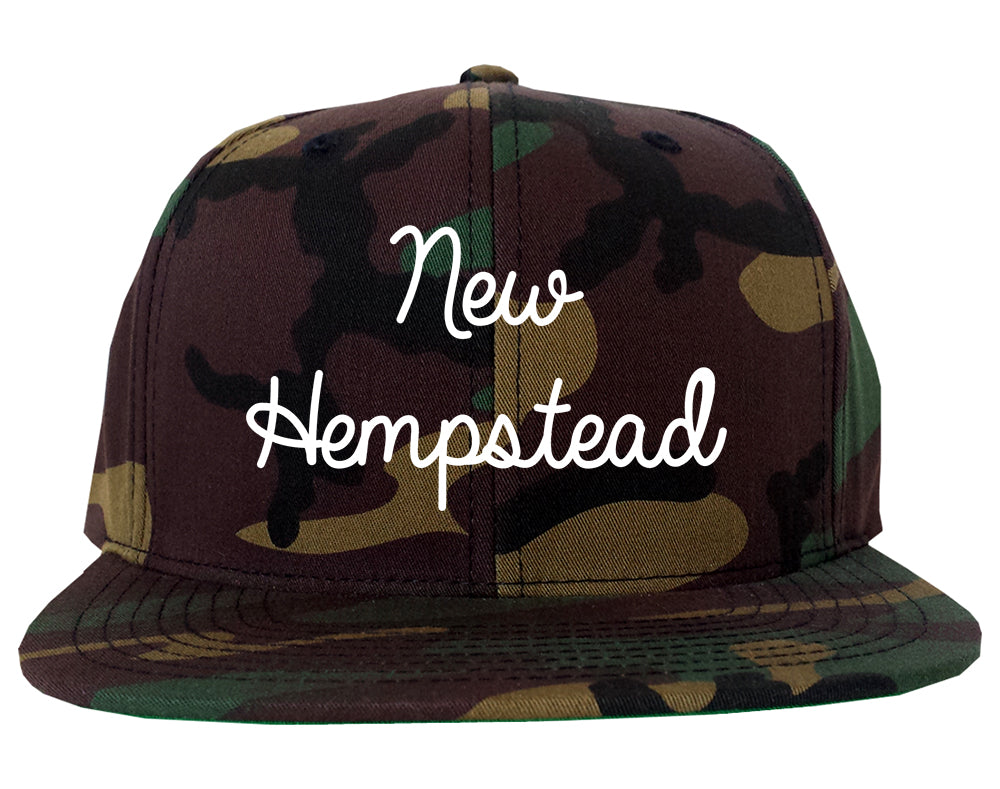 New Hempstead New York NY Script Mens Snapback Hat Army Camo