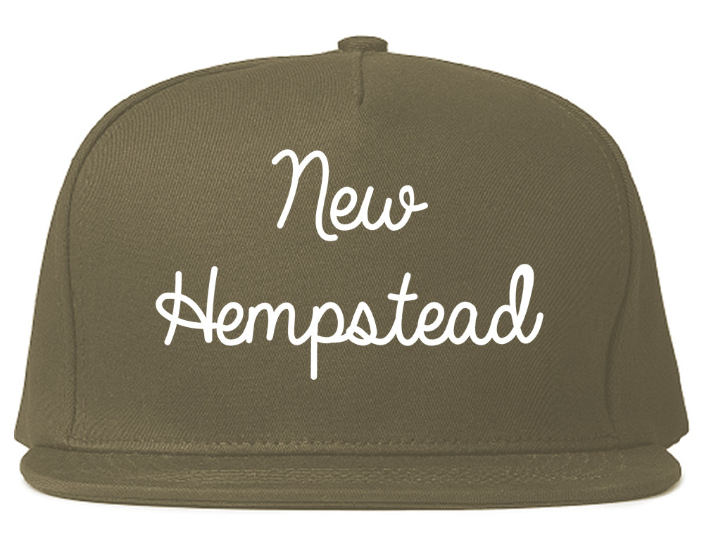 New Hempstead New York NY Script Mens Snapback Hat Grey