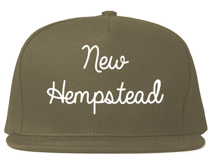 New Hempstead New York NY Script Mens Snapback Hat Grey